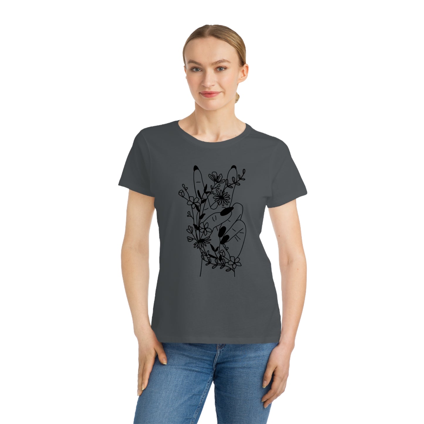 Organic Women's Peace Sign & Flowers T-Shirt - The Oracle Alchemist