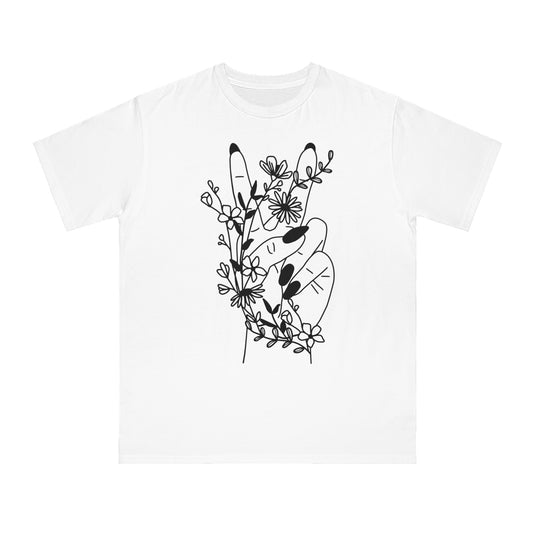 Organic Unisex Peace Sign & Flowers T-Shirt - The Oracle Alchemist