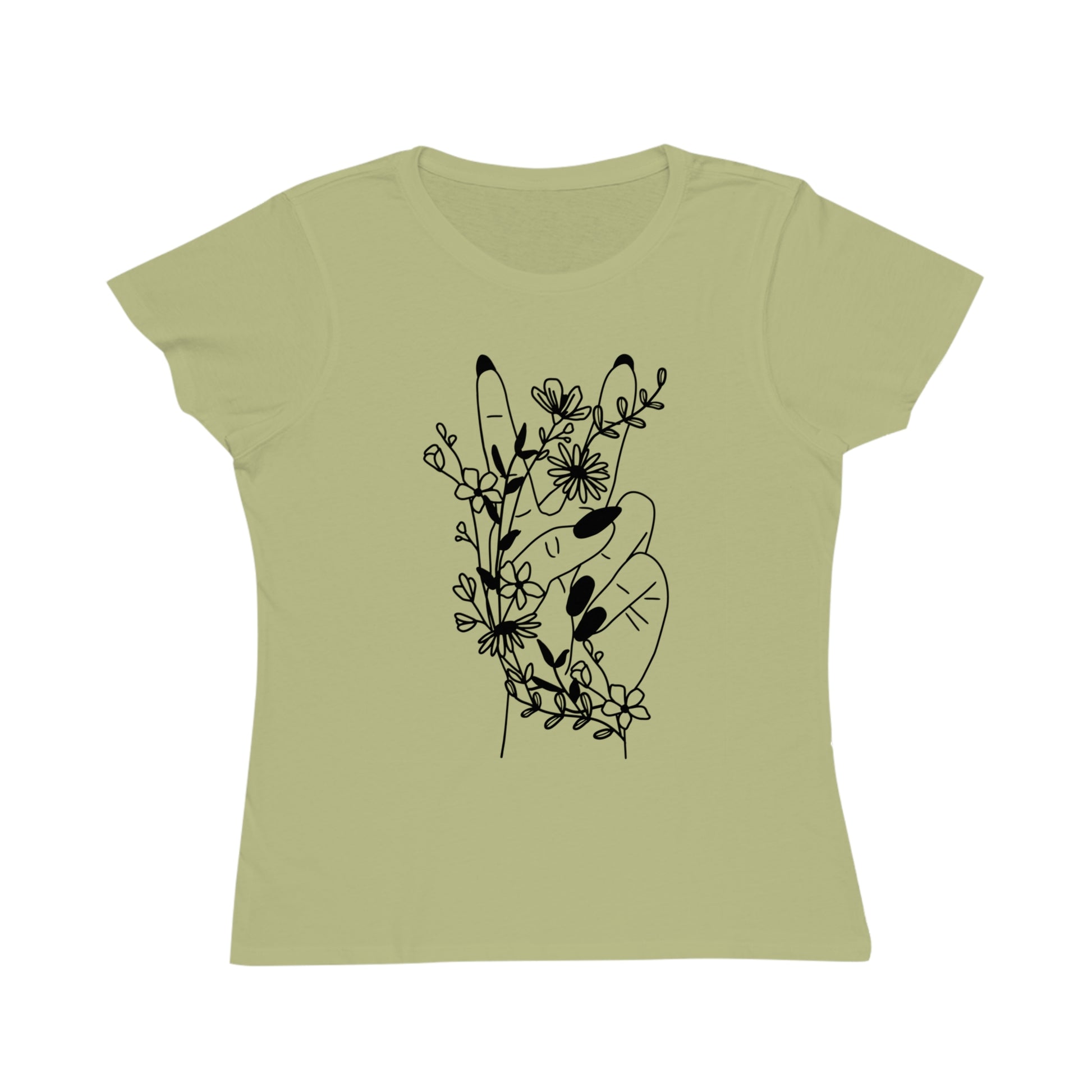 Organic Women's Peace Sign & Flowers T-Shirt - The Oracle Alchemist