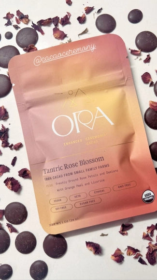 ORA Cacao - Tantric Rose Blossom Enhanced Cacao - Organic - Ceremonial - The Oracle Alchemist
