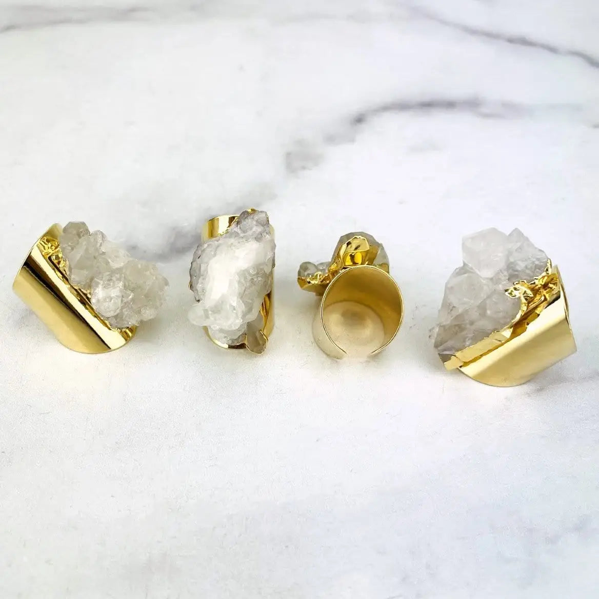 Crystal Cluster Ring with 24k Gold Electroplated Cigar Band - The Oracle Alchemist