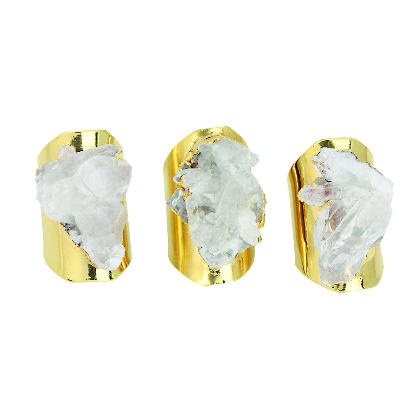 Crystal Cluster Ring with 24k Gold Electroplated Cigar Band - The Oracle Alchemist